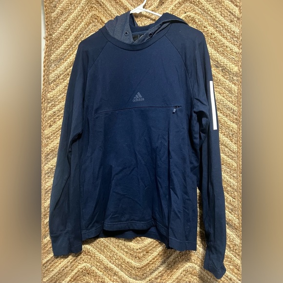 Adidas Men's Navy Lightweight Pullover Sweatshirt/Hoodie,Front Zip,Size M - Picture 1 of 10